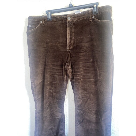 Eddie Bauer Corduroy Pants Wide Leg Baggy Flare 18 brown Hippie y2k 90s - Picture 2 of 7